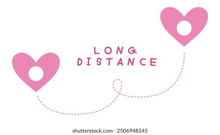 Love long distance sign and symbol for couple and illustration