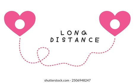 Love long distance sign and symbol for couple and illustration