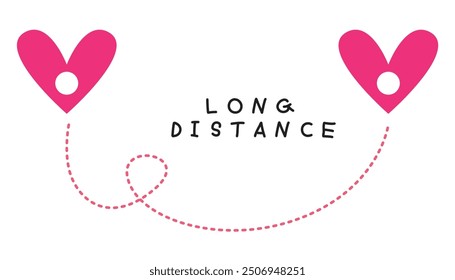 Love long distance sign and symbol for couple and illustration