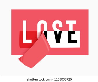 love and lost on red sticker illustration