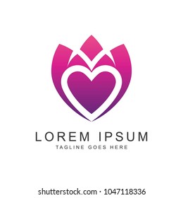Love lotus logo, vector logo template