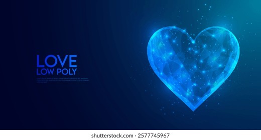 Love Low Poly Heart blue background