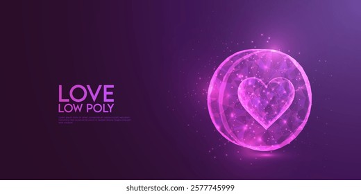 Love Low Poly Heart blue background