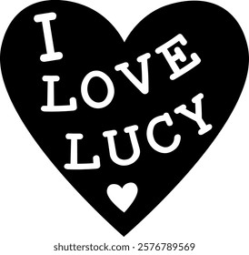 I love Lucy vector illustration. Valentine's Day typography