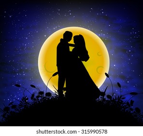 love in the lunar night sky