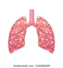 Love The Lungs Cute Clipart Cartoon Health Character Drawing Illustration Vector