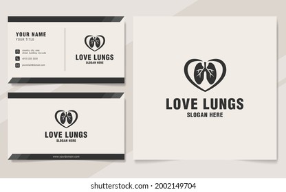 Plantilla del logotipo de los pulmones de amor en estilo monograma