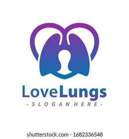 Love Lungs Logo Vector Template Design. Vector Illustration.