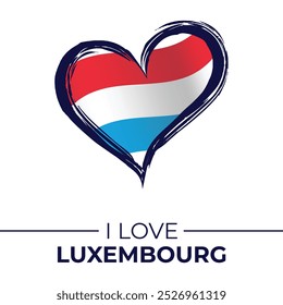 I Love Luxembourg Banner with Flag in Heart. Luxembourg love Emblem Isolated on White Background. Vector, Illustration, Isolated, Love, Background.
