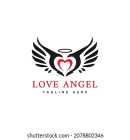 Love and luxury Angel Wings logo design inspiration