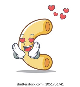 In love macaroni mascot cartoon style