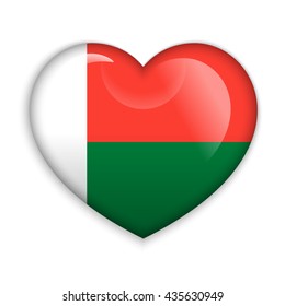 Love Madagascar. Flag Heart Glossy Button