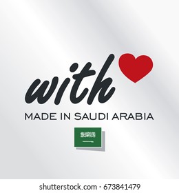 With Love Made in Saudi Arabia logo silver background