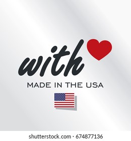With Love Made in the USA logo silver background