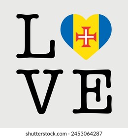 I Love Madeira flag heart icon vector illustration