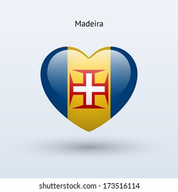 Love Madeira symbol. Heart flag icon. Vector illustration.