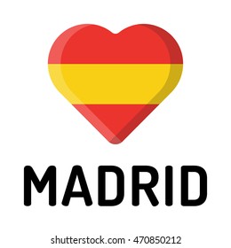 I love Madrid, city of Spain. Flat vector icon design illustration on white background.