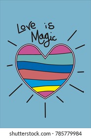 love is magic,t-shirt print poster vector illustration