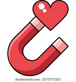 Love Magnet with Heart Isolated Vector Icon Illustration