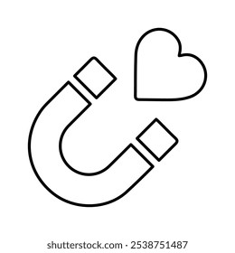 Love Magnet Icon Line Vector graphics