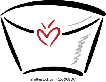 love mail black letter envelope with shadow and red heart and additional elements for Valentine's day, family day, wedding day, vector, handwritten, romantic love symbol, greeting card, icon, 