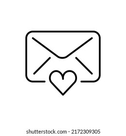 icono de trazo modificable de correo de amor, icono de trazo inteligente