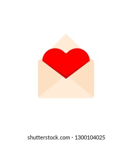 Love mail. Heart in an envelope. Message Valentine's Day. Valentine icon