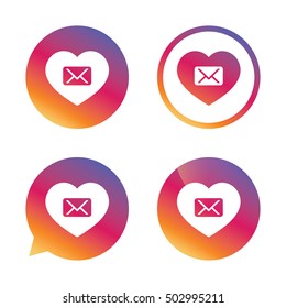 Love Mail icon. Envelope symbol. Message sign.