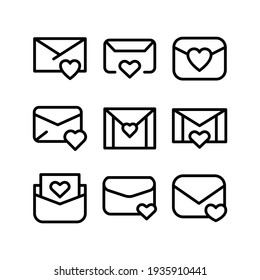 icono de correo de amor o logotipo símbolo de signo aislado ilustración vectorial - Colección de iconos vectoriales de estilo negro de alta calidad
