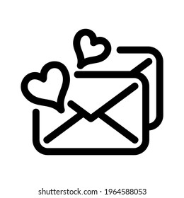 Icono de correo de amor o logotipo símbolo de signo aislado ilustración vectorial de alta calidad estilo negro iconos vectoriales
