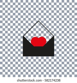 Love mail icon vector on transparent background. Valentines day