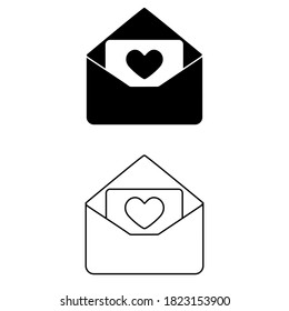 Conjunto de vectores de iconos de Love Mail.  Colección de signos de la ilustración de San Valentín. símbolo romántico.