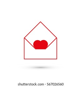 Love mail icon vector. Valentines day