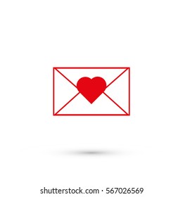 Love mail icon vector. Valentines day