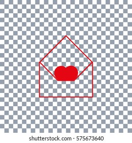 Love mail icon vector. Valentines day. Transparent background