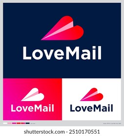 Love Mail Icon.Valentines Nachricht. Herz wie ein Papierflugzeug. 