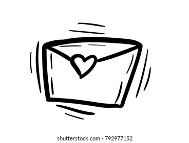 love mail letter doodle vector