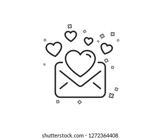 Love Mail line icon. Valentines Message correspondence sign. E-mail symbol. Geometric shapes. Random cross elements. Linear Love Mail icon design. Vector