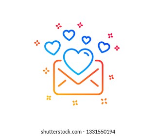 Love Mail line icon. Valentines Message correspondence sign. E-mail symbol. Gradient design elements. Linear love Mail icon. Random shapes. Vector