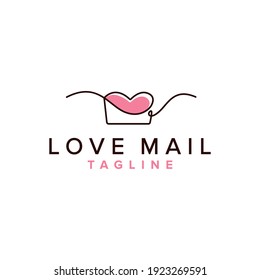 Love mail logo. Continuous line logo love letter with heart. Valentine's day. Template for cards and invitations. vector illustration.