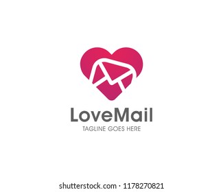 Love Mail Logo Vector Design Template.