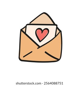 Love Mail Post. Envelope Doodle Illustration. Vector