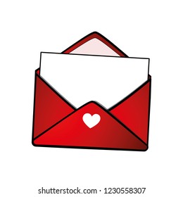 love mail red envelope isolated on white background vector illustration EPS10