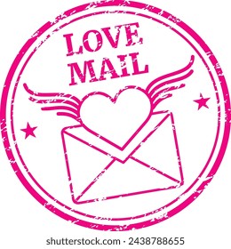 Love mail stamp. Valentine day letter symbol