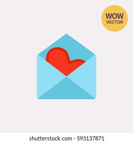 Love mail with Valentine card icon
