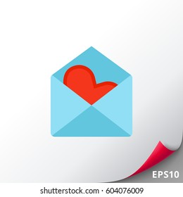 Love mail with Valentine card icon