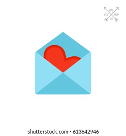 Love mail with Valentine card icon