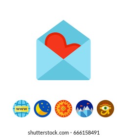 Love mail with Valentine card icon