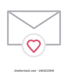 love mail vector color line icon