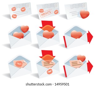 Love mail, vector icon set